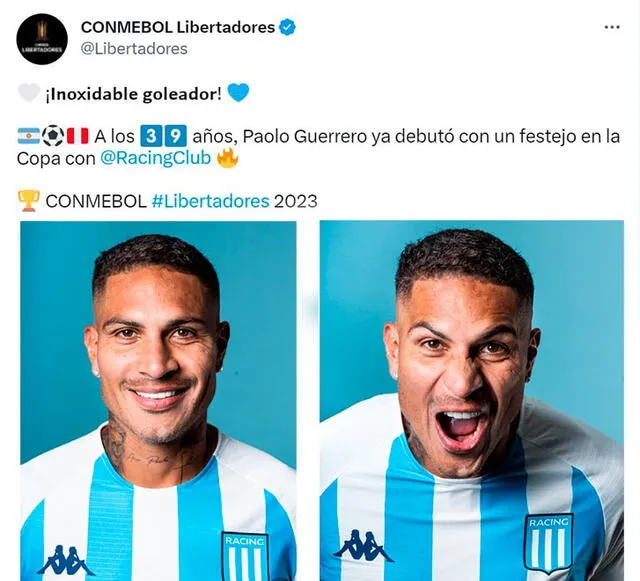 Publicación especial dedica al goleador peruano. Foto: captura de Conmebol Libertaores/Twitter   