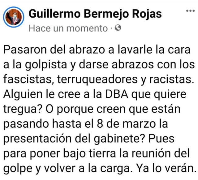 El congresista Guillermo Bermejo se pronunció a través de su cuenta de Twitter.
