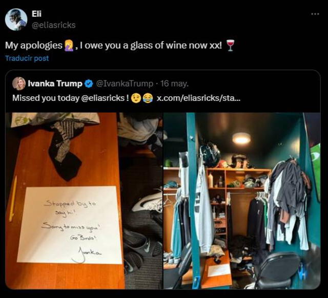 Mensaje de Eli Ricks a Ivanka Trump.   