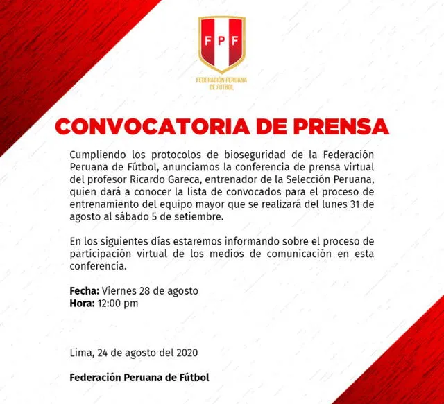 Ricardo Gareca revelará la lista de convocados para los entrenamientos de la selección peruana