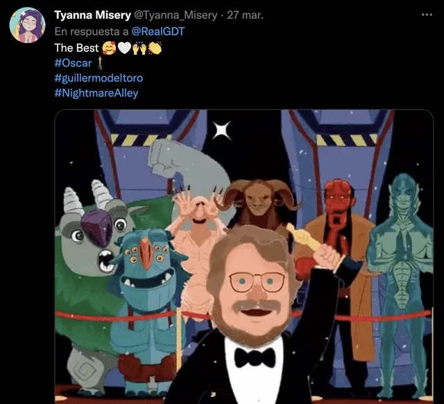 Fans envían mensajes a Guillermo del Toro en sus selfies virales. Foto: captura de Twitter