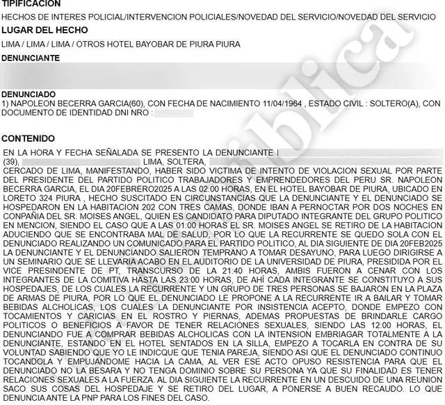 Denuncia realizada contra el precandidato presidencial Napoleón Becerra | Foto: La República. Denuncia realizada contra el precandidato presidencial Napoleón Becerra | Foto: La República.