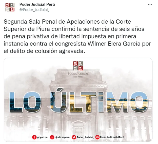 Confirman sentencia contra Wilmar Elera. Foto: captura de Twitter