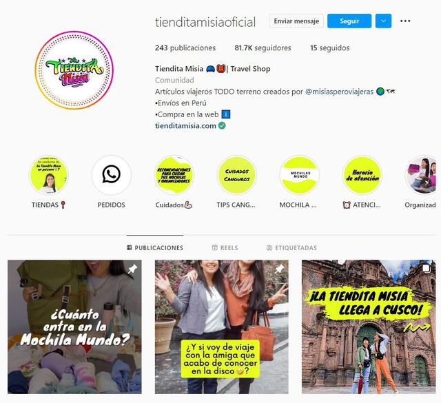 'Tiendita Misia', de las Misias pero viajeras. Foto: captura/Instagram 'Tiendita Misia', de las Misias pero viajeras. Foto: captura/Instagram