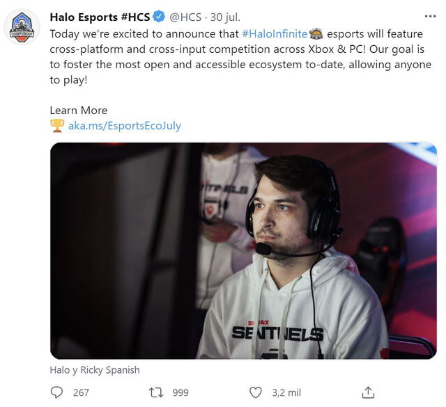 La cuenta oficial de Halo confirmó la noticia. Foto: Twitter