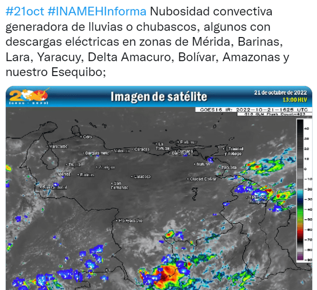 Último pronóstico para Venezuela, según el Inameh