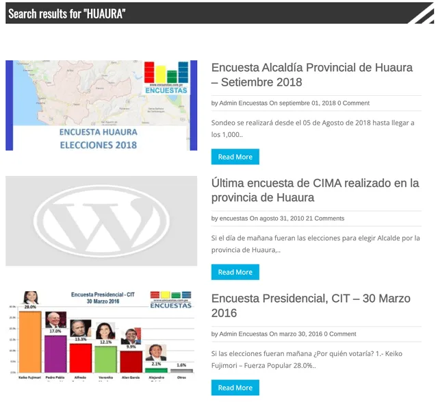 Encuestas y sondeos en Huaura publicados en el Portal Encuestas. Foto: captura LR/Portal Encuestas.