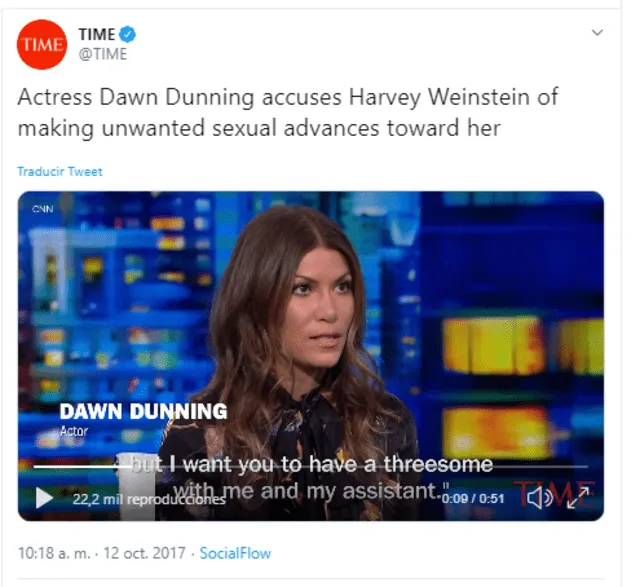 Harvey Weinstein intentó violar a Dawn Dunning.