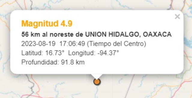 Último temblor registrado en México. Foto: SSN | sismo México