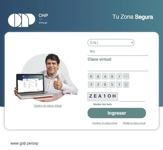 ONP Virtual acceder con DNI