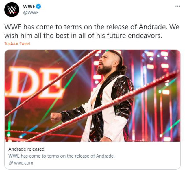 WWE anunció la salida de Andrade