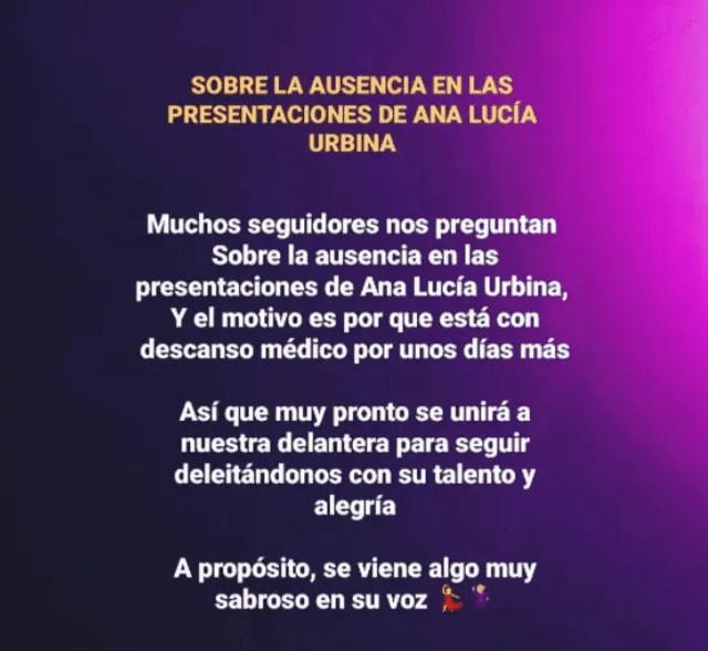 Comunicado de Corazón Serrano sobre Ana Lucía Urbina. Foto: Corazón Serrano/Instagram.