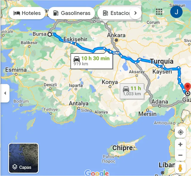 Ambas ciudades están a demasiada distancia. Foto: captura de Google Maps   