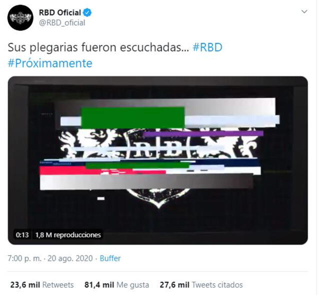 RBD deja mensaje de intriga. Foto: captura Twitter