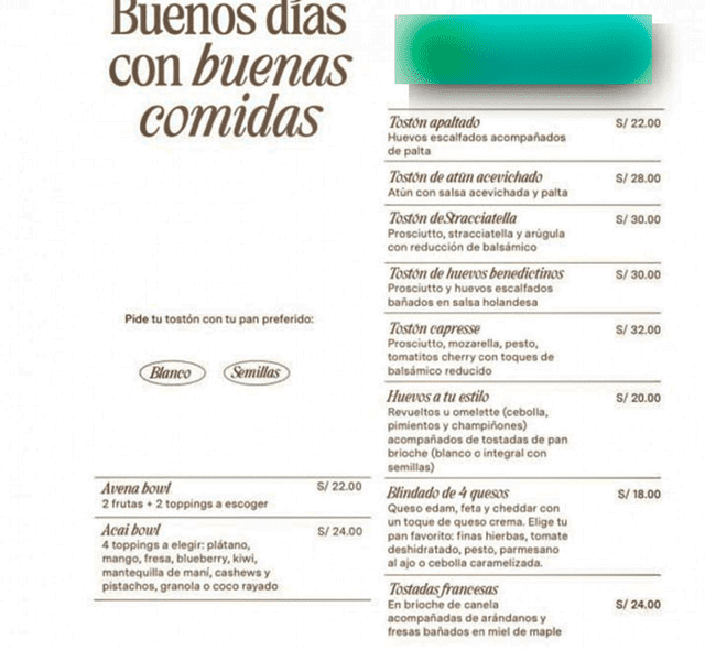 Carta de Taio, el restaurante de Hugo García. Foto: cortesía de El Popular   