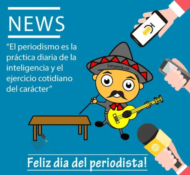 Día del Periodista en Perú: saluda a los hombres y mujeres de prensa con esta imagen. Foto: Pinterest   