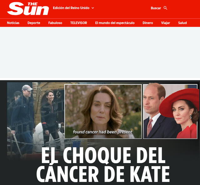  Así reaccionó The Sun sobre la noticia de Kate Middleton. Foto: The Sun<br>    