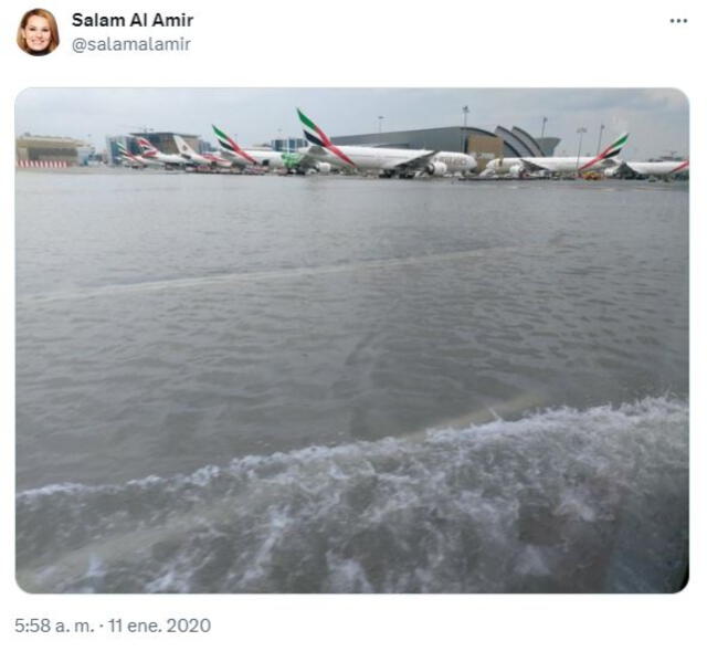  La imagen fue publicada el 11 de enero de 2021 en un contexto de inundaciones en los Emiratos Árabes Unidos. Foto: Twitter / Aalam Al Amir.&nbsp;   