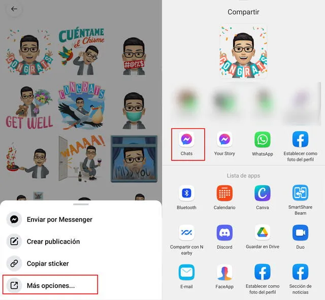 Compartir memoji de Facebook