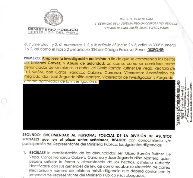 Disposición fiscal que incorpora a Jeri Ramón como investigada   