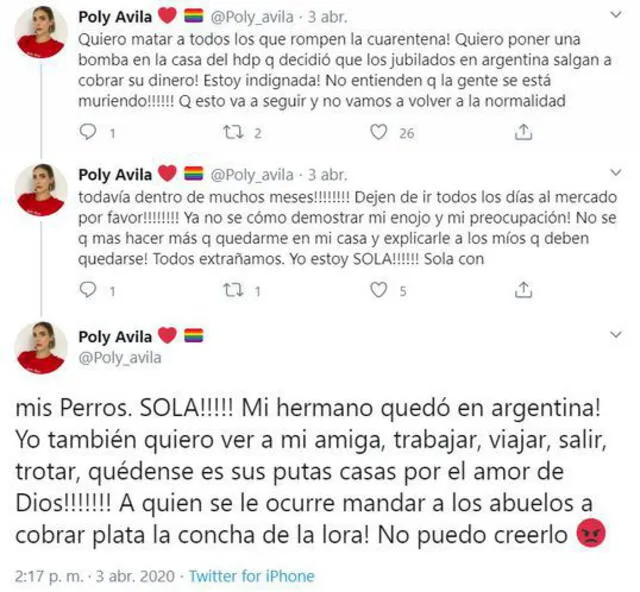 Poly Ávila molesta con personas que no respetan cuarentena por coronavirus.