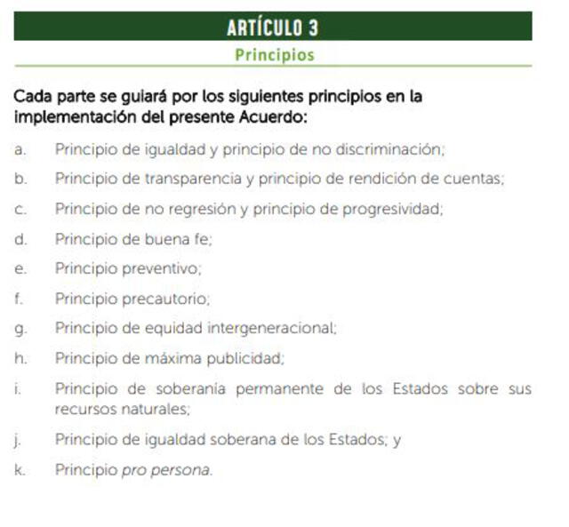 Principios del Acuerdo de Escazú.