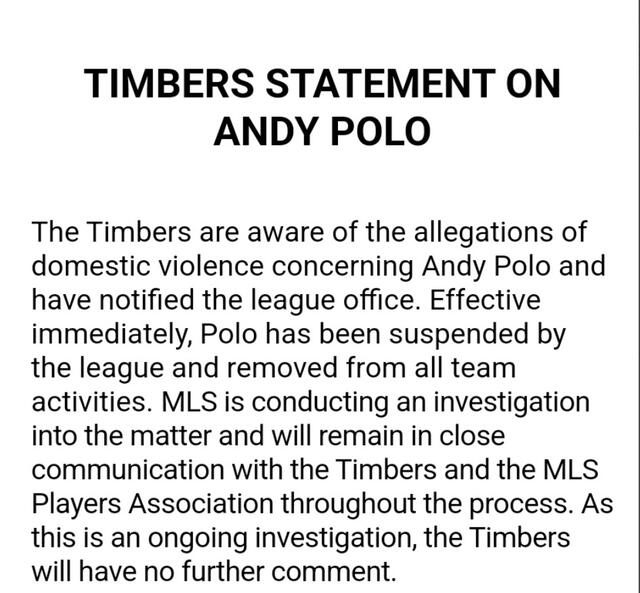 Comunicado de la MLS sobre el caso de Andy Polo.