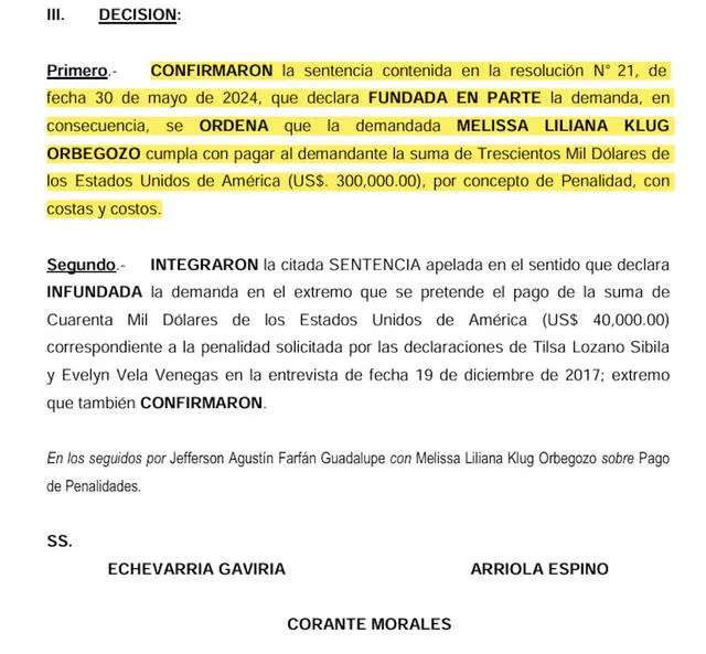 Resolución a favor de Jefferson Farfán. Foto: Infobae   