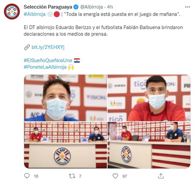 Paraguay ofreció una conferencia previo al partido ante Venezuela. Foto: Selección Paraguaya/Twitter