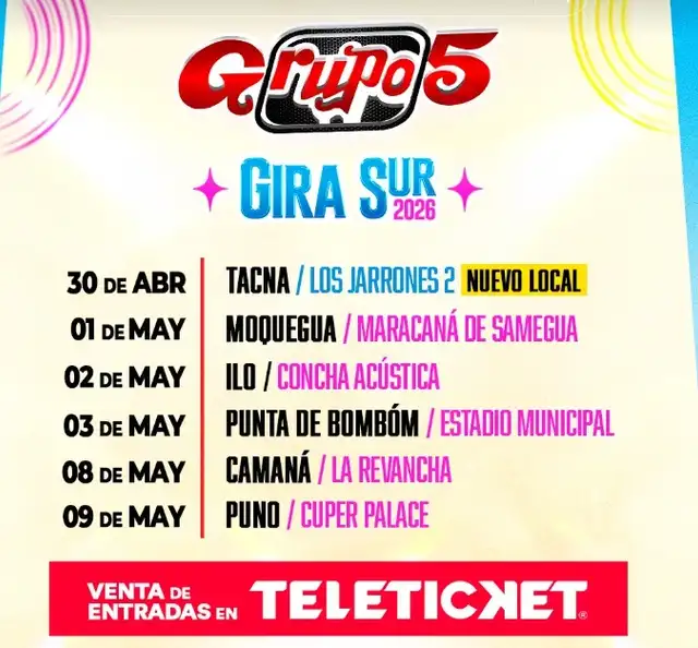 Grupo 5 anuncia gira por el sur del Perú. Foto: difusión.