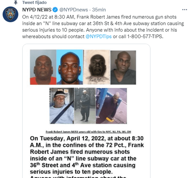 Frank James, la “persona de interés” que busca la Policía por el tiroteo en el metro de Nueva York