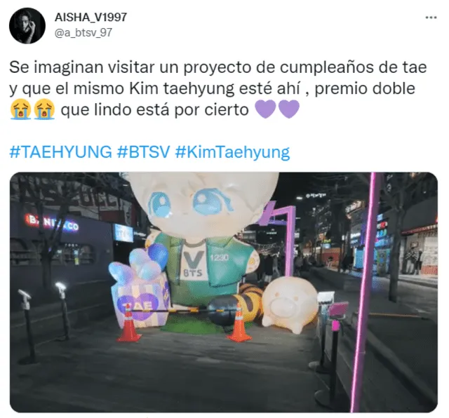 Reacción de ARMY sobre la visita de Taehyung a los proyectos por su cumpleaños. Foto: captura/Twitter