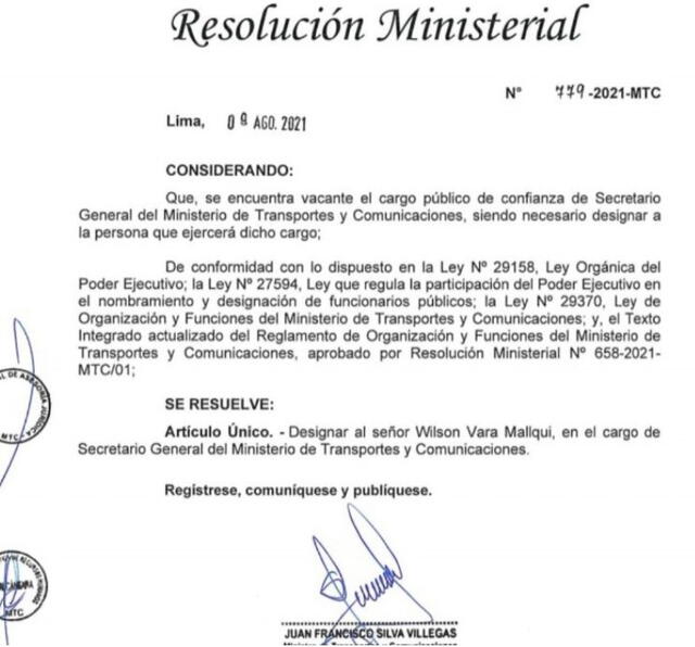 Resolución ministerial.