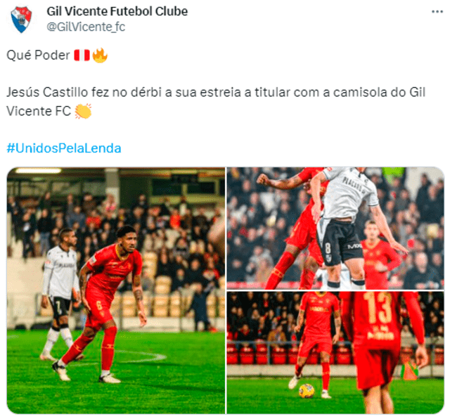  Gil Vicente resaltó el debut de Jesús Castillo como titular. Foto: Twitter/Gil Vicente.   