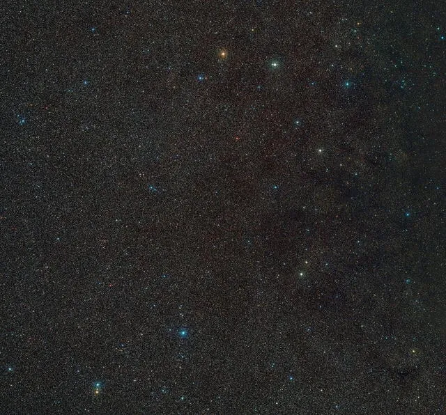 Fotografía que muestra la región alrededor del recién descubierto agujero negro Gaia-BH3. Foto: ESO/Digitized Sky Survey/D. De Martin   