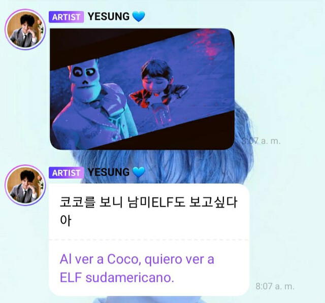 Comentario de Yesung sobre fans de Sudamérica. Foto: Lysn / Siempre ELF, Nunca In ELF