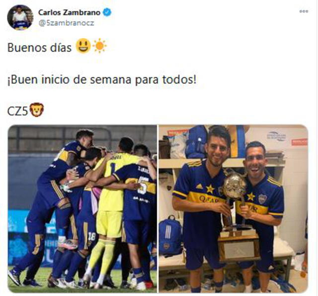 Carlos Zambrano festejó un nuevo título con Boca Juniors