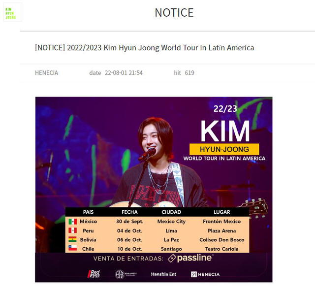 Kim Hyun Joong World Tour en Latinoamérica (2022)