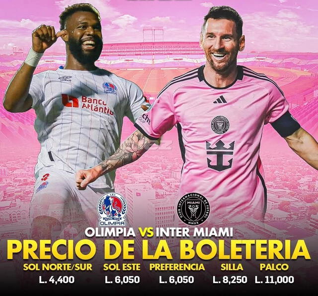 Precios para ver al Inter Miami en Honduras. Foto: difusión.   