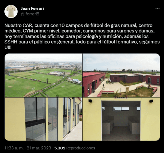 Tweet de Jean Ferrari sobre el CAR. Foto: Jean Ferrari/Twitter Tweet de Jean Ferrari sobre el CAR. Foto: Jean Ferrari/Twitter