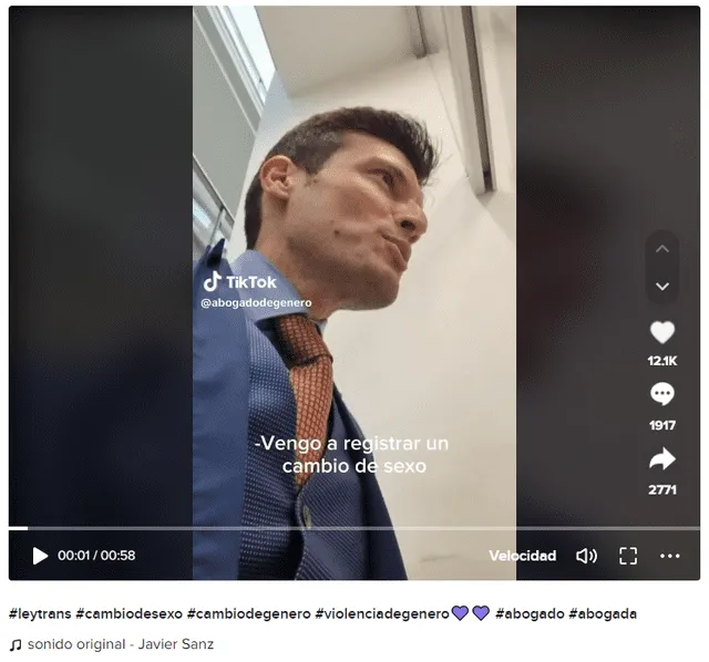  Video sobre el trámite exprés del abogado ha acumulado más de 12.500 'me gusta' desde su publicación el 15 de marzo en TikTok. Foto: captura LR/TikTok.    