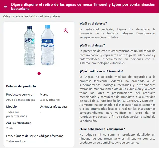 Indecopi solicita información a Inco Brands Peru S.A.C. para determinar el alcance del retiro. La empresa tiene cinco días hábiles para responder sobre lotes comprometidos y zonas de distribución. Indecopi solicita información a Inco Brands Peru S.A.C. para determinar el alcance del retiro. La empresa tiene cinco días hábiles para responder sobre lotes comprometidos y zonas de distribución.