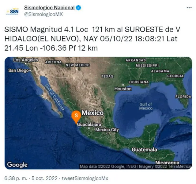 Último temblor en México
