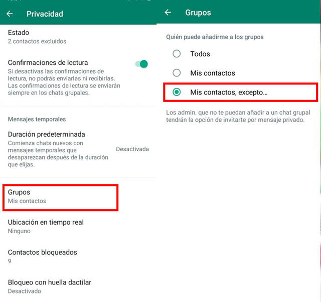 Evitar grupos molestos en WhatsApp