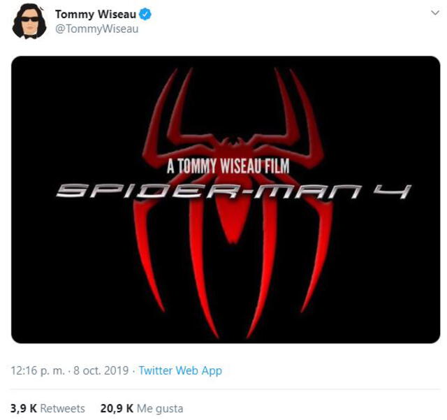 Tommy Wiseau bromea con dirigir Spider-Man 4. Foto: Twitter