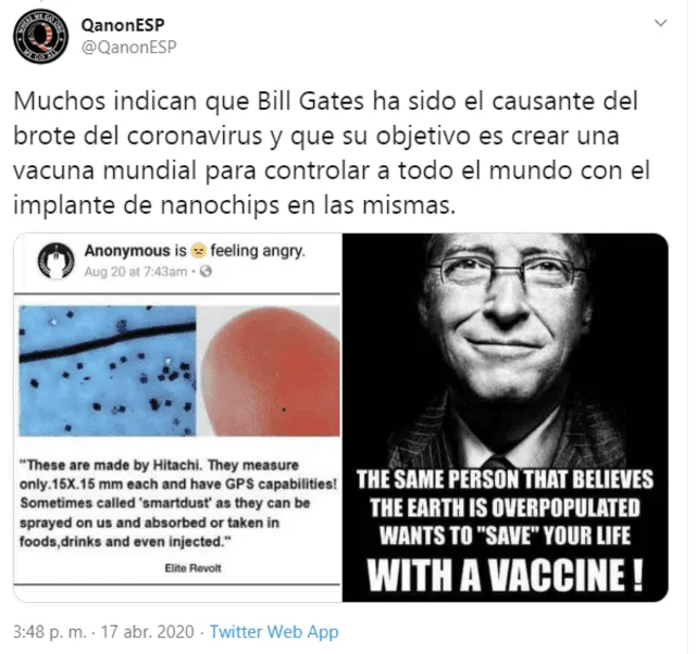 Teorías conspirativas falsas apuntan que Bill Gates es el supuesto creador del coronavirus.