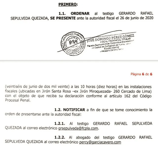 Resolución del juez Concepción Carhuancho.