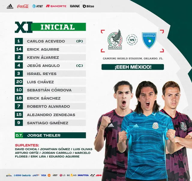 Alineación de México. Foto: Twitter Selección mexicana.