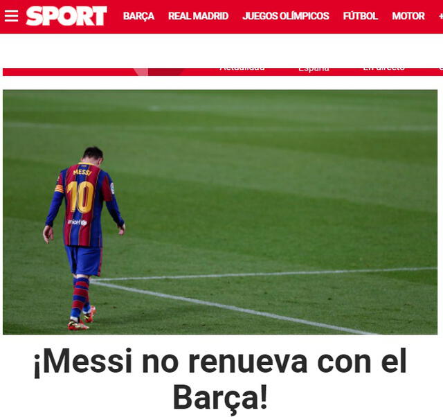 Prensa europea sorprendida por la salida de Messi. Foto: captura de pantalla