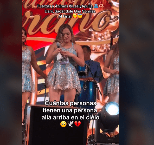 Lesly Águila rompió en llanto en pleno concierto de Corazón Serrano. Foto: TikTok.   